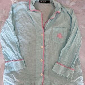 Ralph Lauren Light Blue and Pink Pajama Top